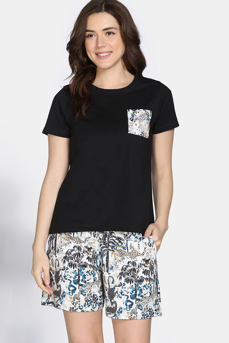 Zivame Knit Poly Short Set - Black Beauty — image 2